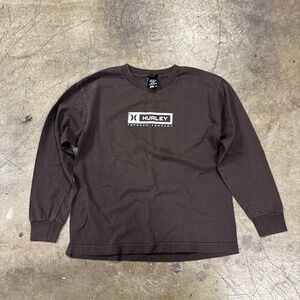 Hurley Mens Long Sleeve Tee M Dark Brown Vintage Y2K Back Hit Surfwear